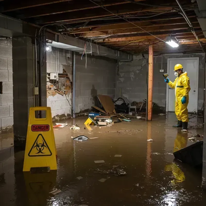 Flooded Basement Electrical Hazard in Depue, IL Property